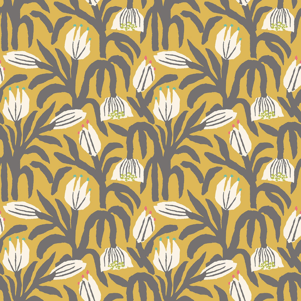 York Chunky Flower Mustard Peel and Stick Wallpaper
