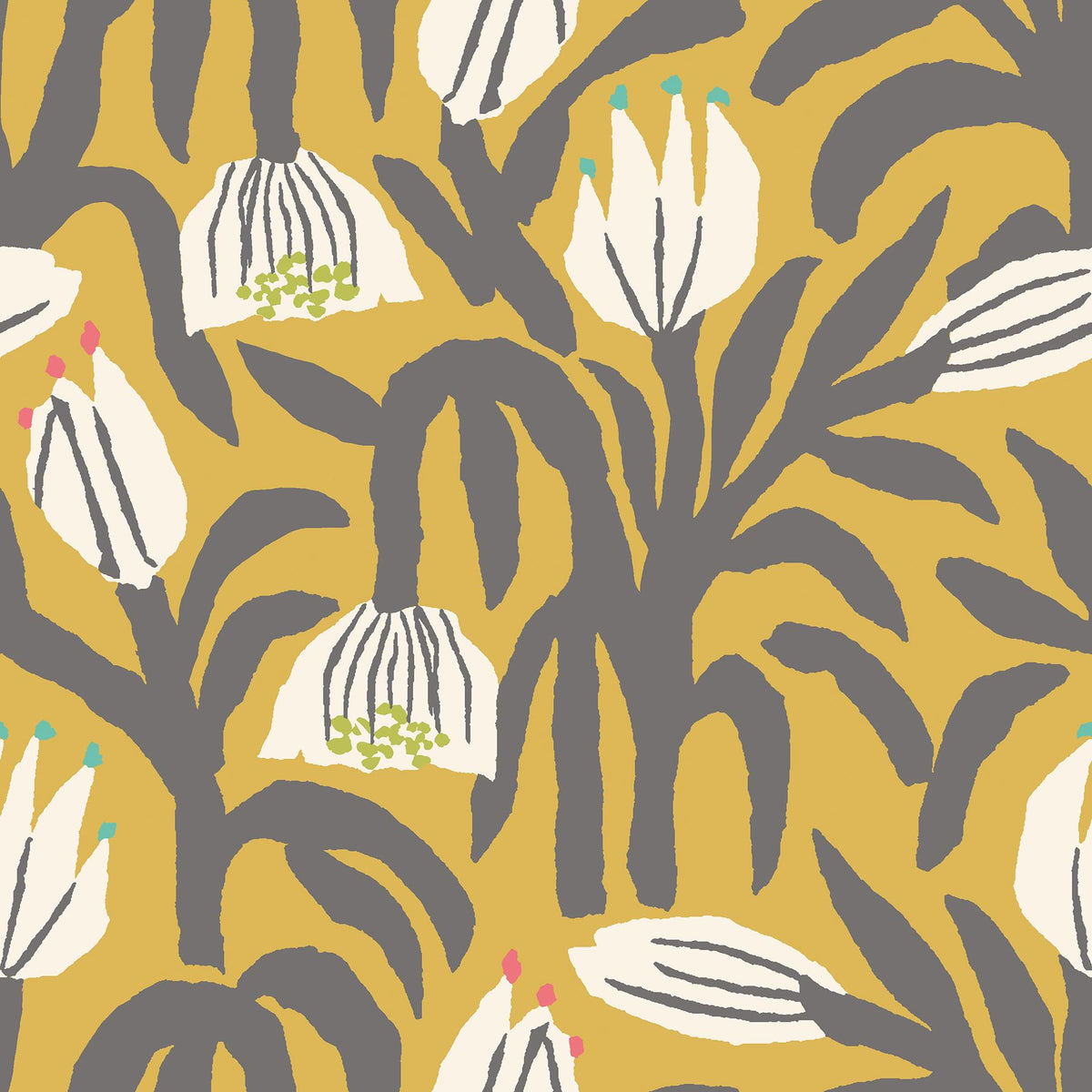 York Chunky Flower Mustard Peel and Stick Wallpaper