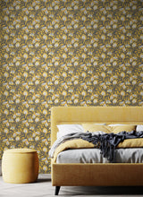 York Chunky Flower Mustard Peel and Stick Wallpaper