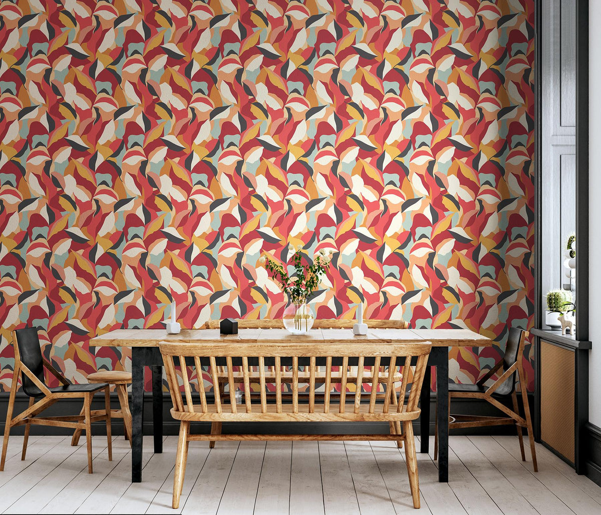 York Leafy Patchwork Spice Mix Peel and Stick Wallpaper