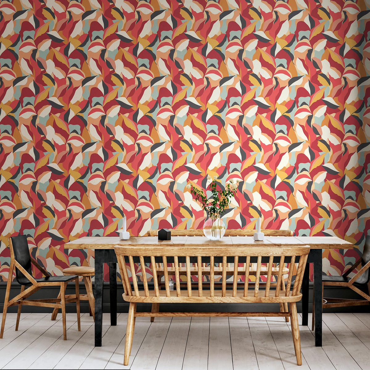 York Leafy Patchwork Spice Mix Peel and Stick Wallpaper
