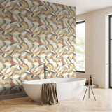 York Leafy Patchwork Caramel & Mint Peel and Stick Wallpaper
