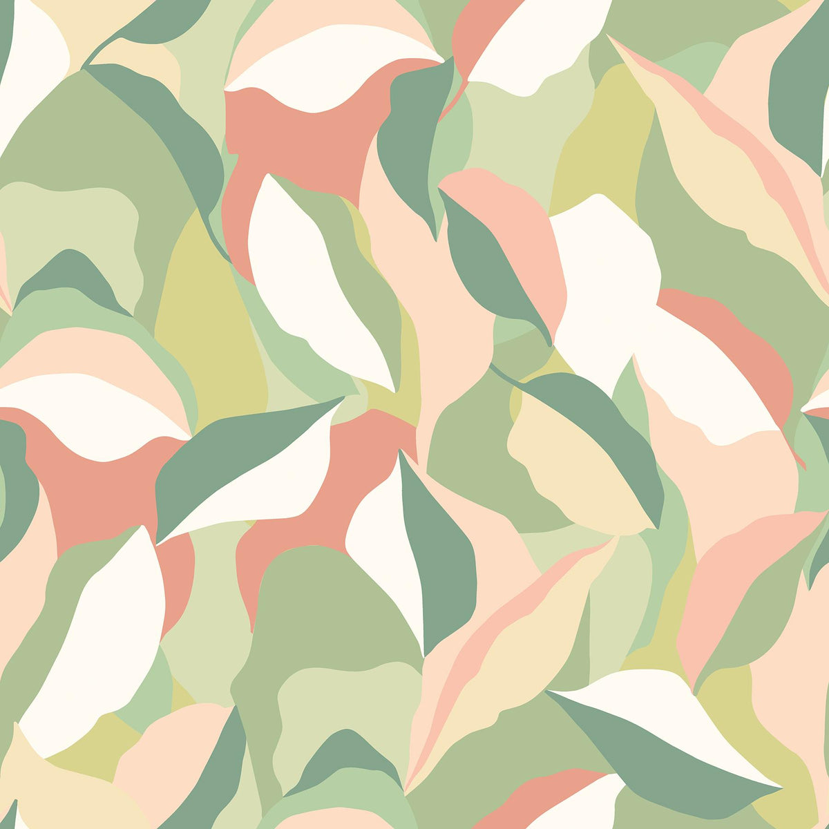 York Leafy Patchwork Olive & Blush Peel and Stick Wallpaper