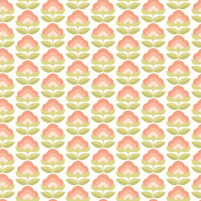 York Retro Flower Apricot Mix Peel and Stick Wallpaper