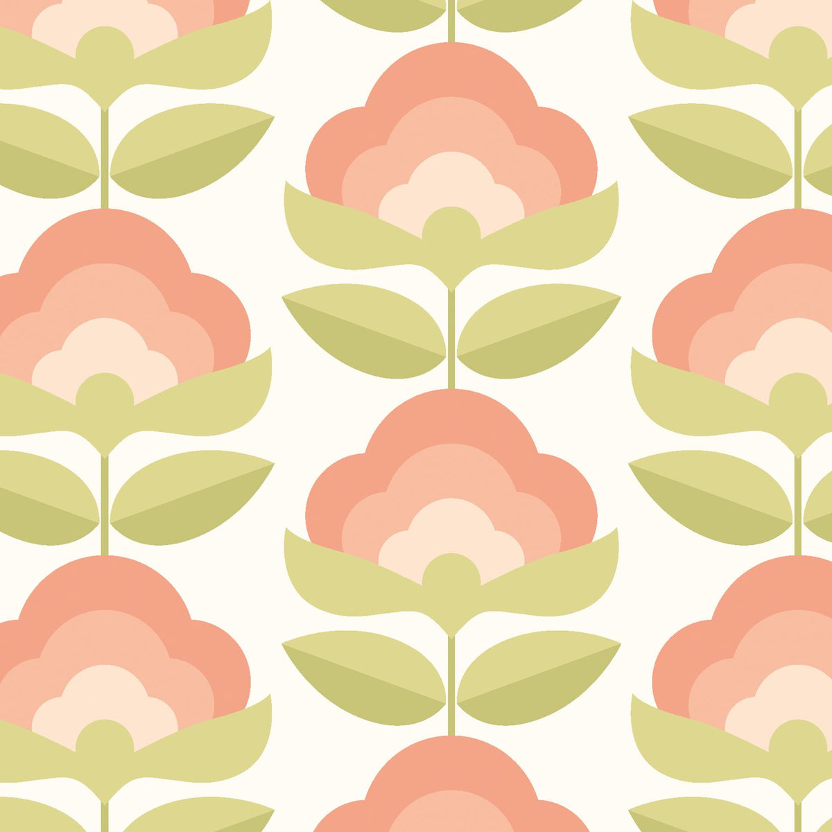 York Retro Flower Apricot Mix Peel and Stick Wallpaper