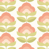 York Retro Flower Apricot Mix Peel and Stick Wallpaper