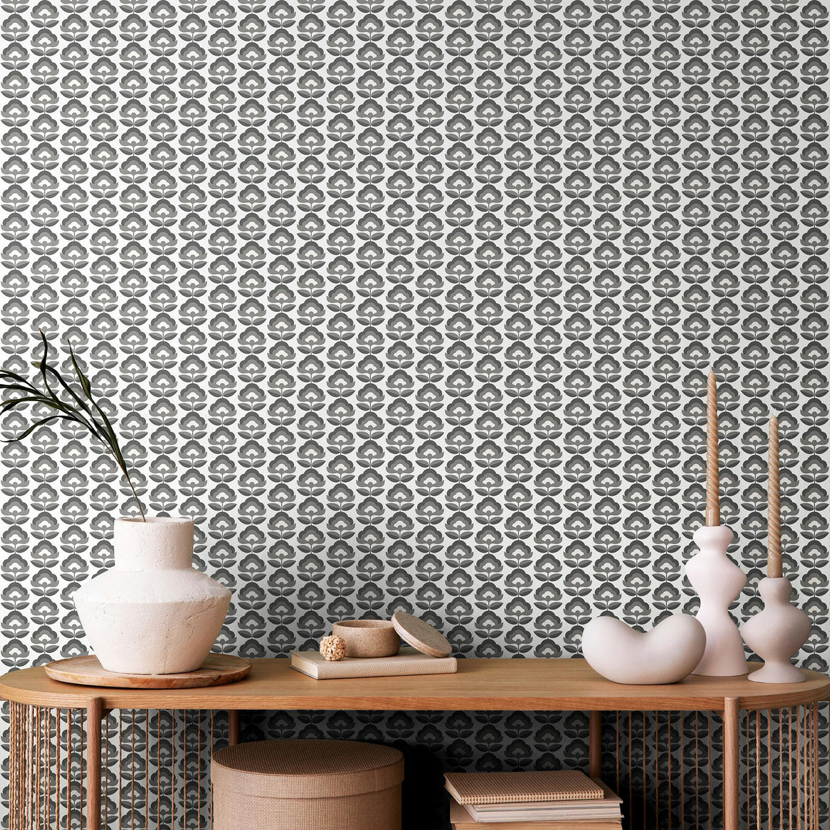 York Retro Flower Chalkboard Peel and Stick Wallpaper