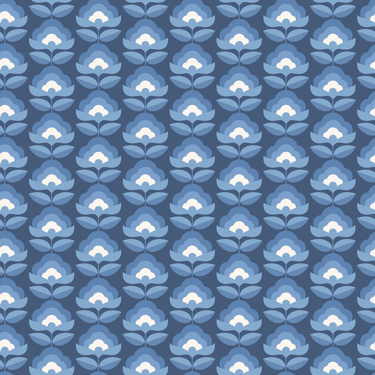 York Retro Flower Indigo Mix Peel and Stick Wallpaper
