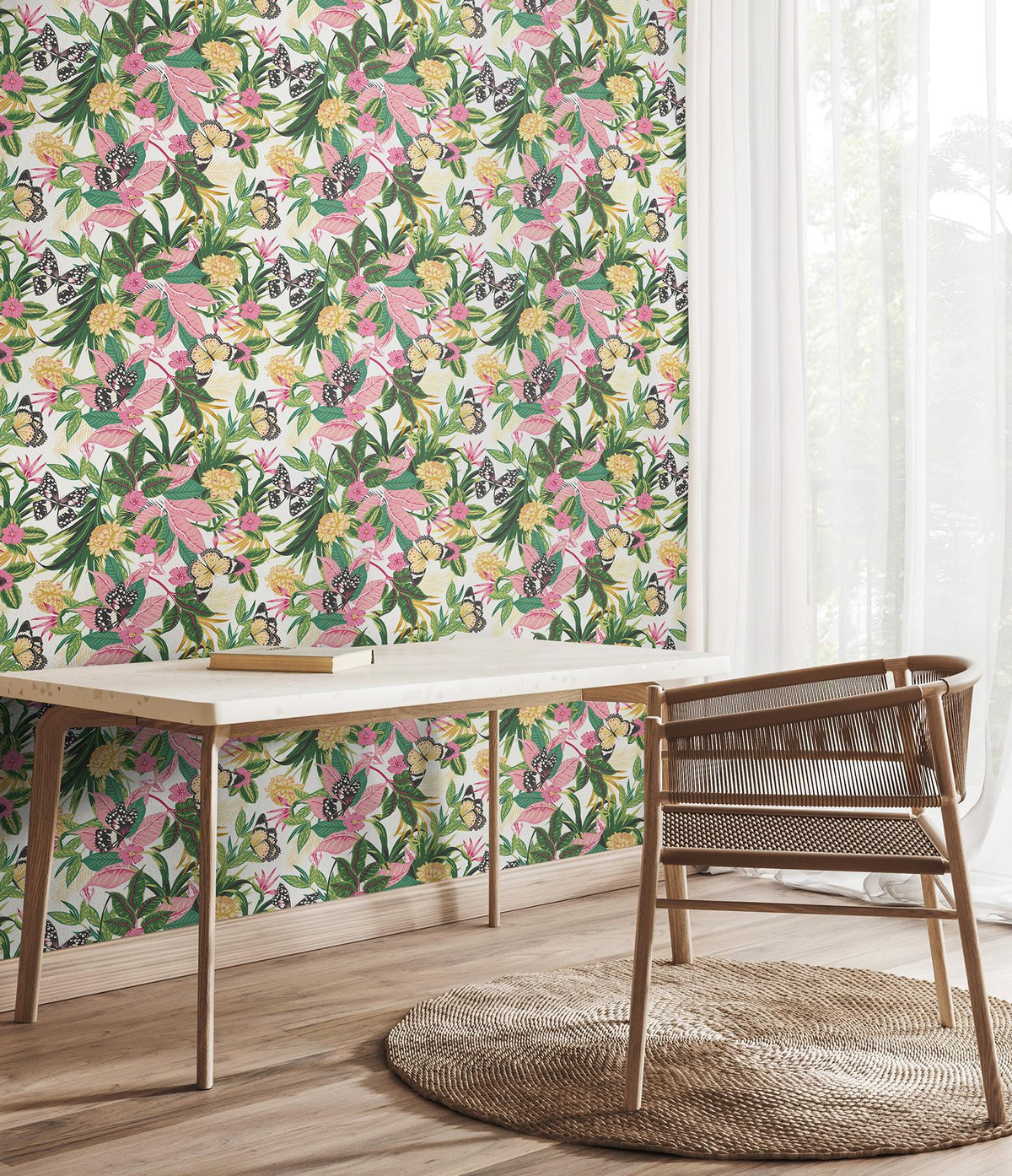 York Paradise Flamingo Peel and Stick Wallpaper