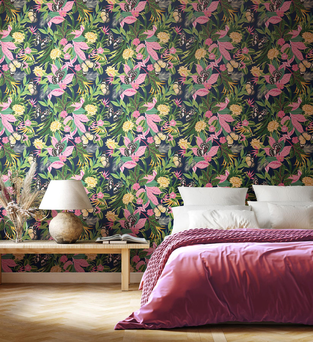 York Paradise Indigo & Pink Peel and Stick Wallpaper