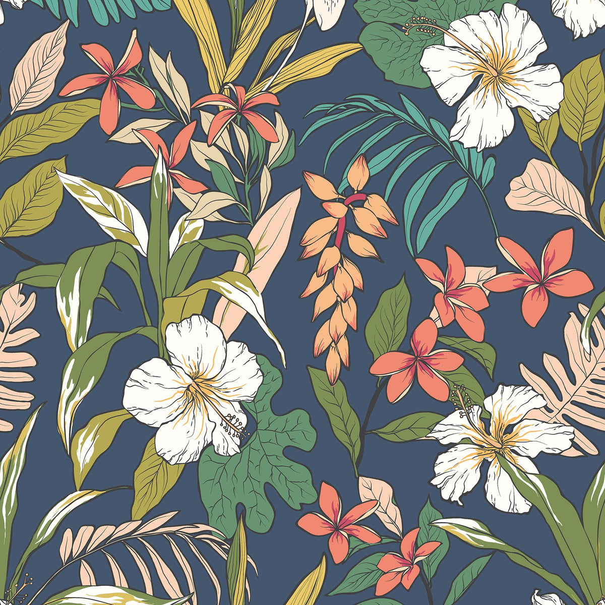 York Oasis Navy Twist Peel and Stick Wallpaper