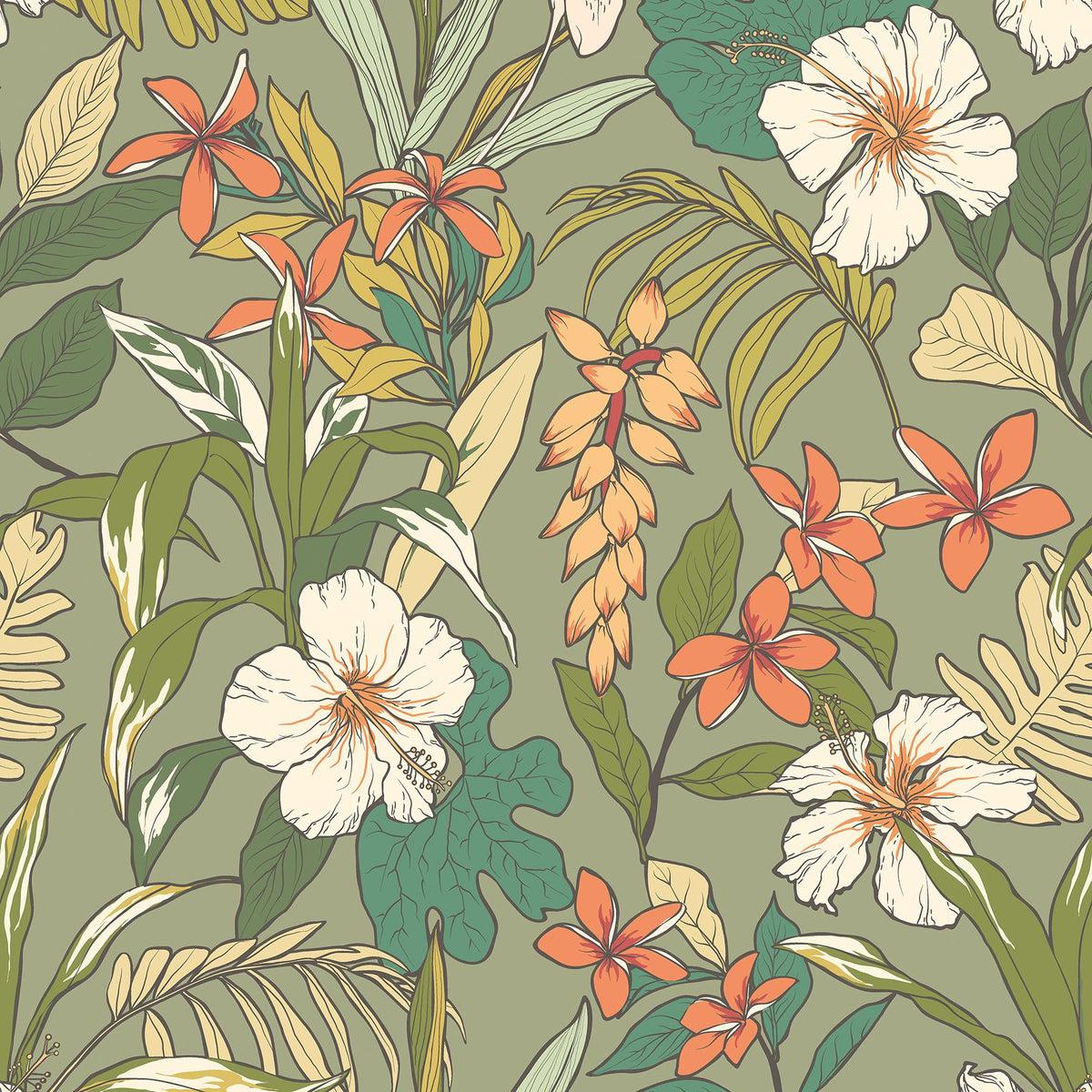 York Oasis Olive & Citrus Peel and Stick Wallpaper
