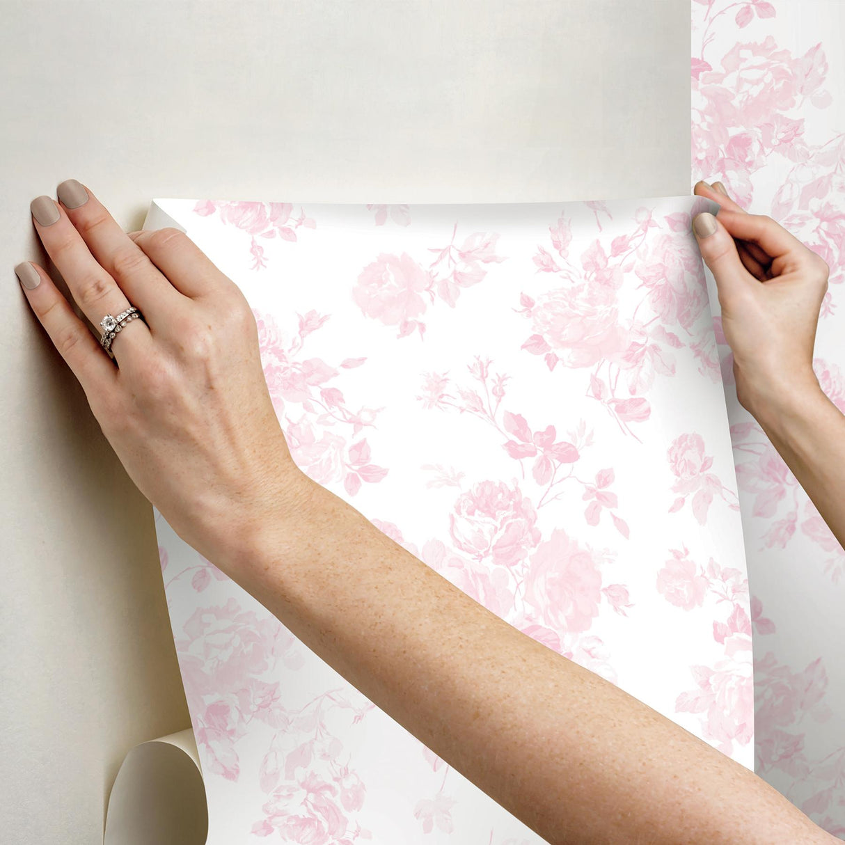 York Everblooming Rosettes Faded Primrose Peel & Stick Wallpaper