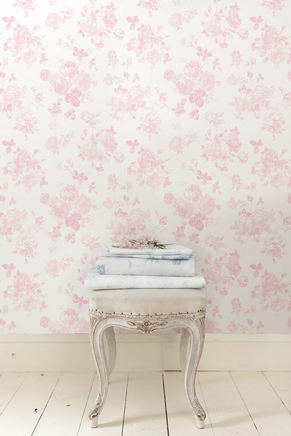 York Everblooming Rosettes Faded Primrose Peel & Stick Wallpaper