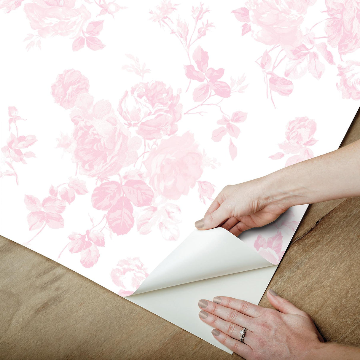 York Everblooming Rosettes Faded Primrose Peel & Stick Wallpaper