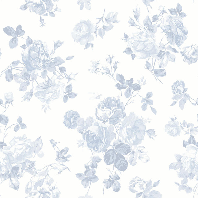 York Everblooming Rosettes Blue Bella Ribbon Peel & Stick Wallpaper