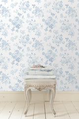 York Everblooming Rosettes Blue Bella Ribbon Peel & Stick Wallpaper