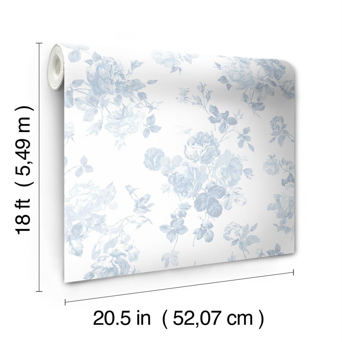 York Everblooming Rosettes Blue Bella Ribbon Peel & Stick Wallpaper