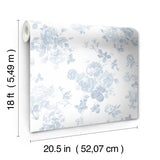 York Everblooming Rosettes Blue Bella Ribbon Peel & Stick Wallpaper