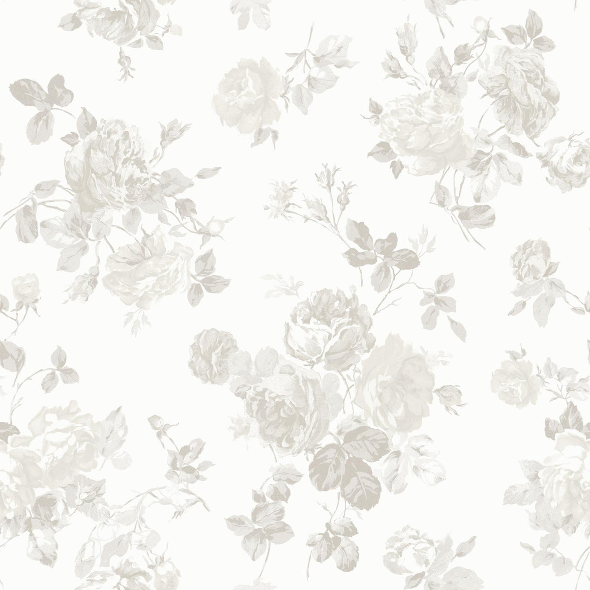 York Everblooming Rosettes Dove Peel & Stick Wallpaper