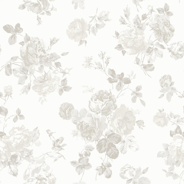 York Everblooming Rosettes Dove Peel & Stick Wallpaper