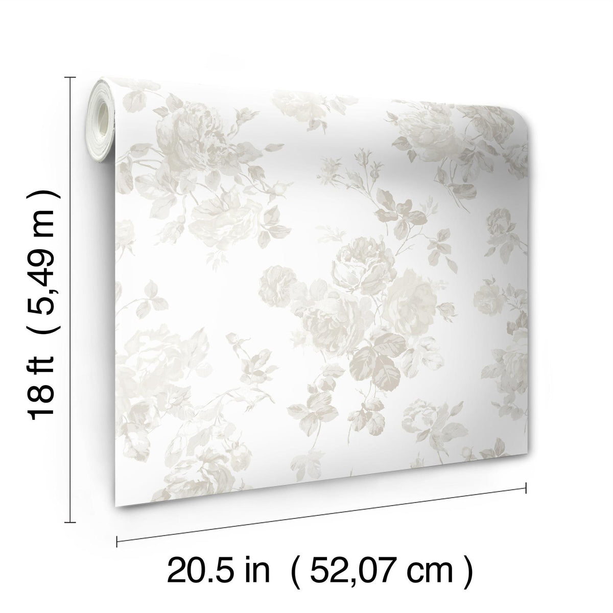 York Everblooming Rosettes Dove Peel & Stick Wallpaper