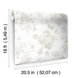 York Everblooming Rosettes Dove Peel & Stick Wallpaper