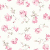 York Chateau Rose Ribbon Rosa Peel & Stick Wallpaper