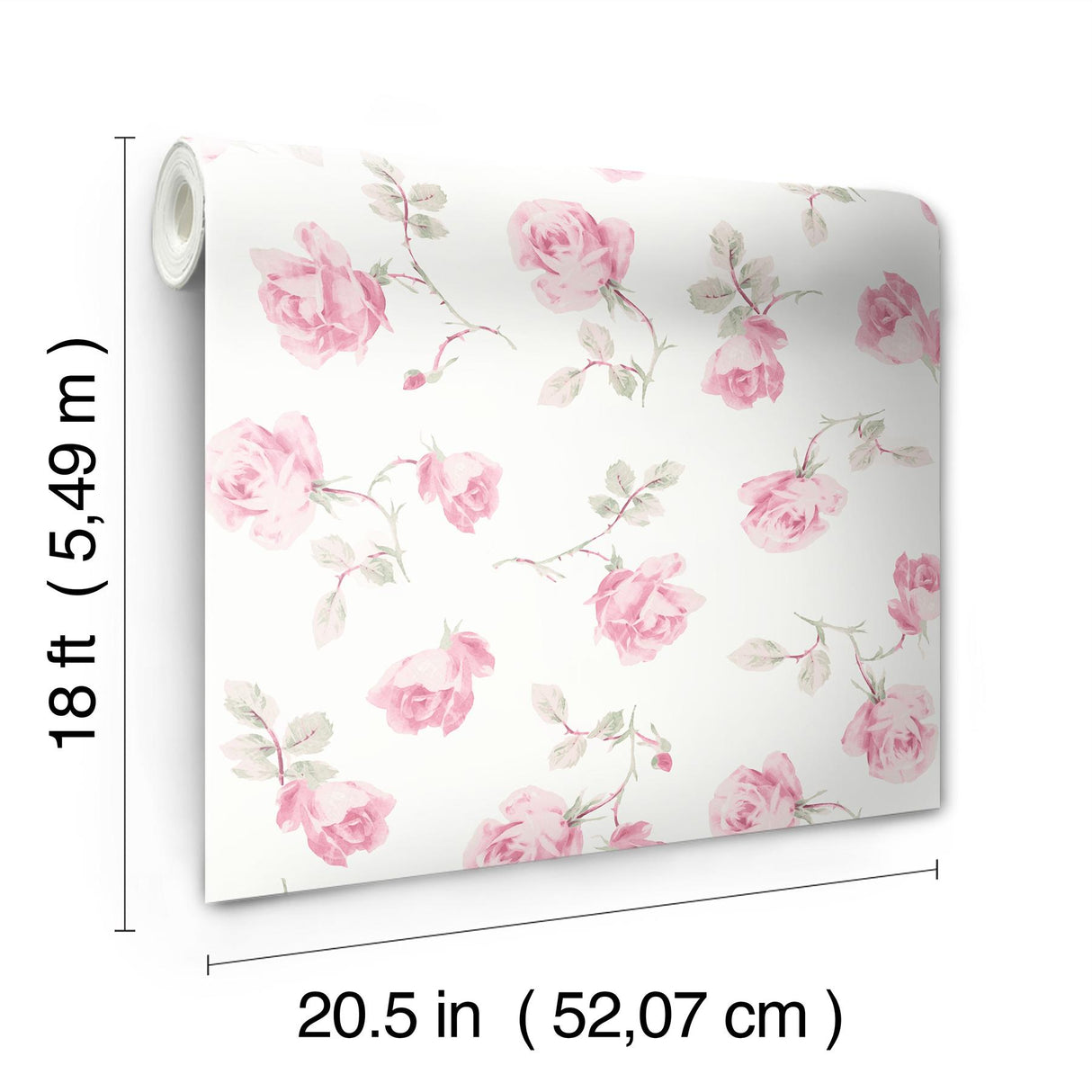 York Chateau Rose Ribbon Rosa Peel & Stick Wallpaper