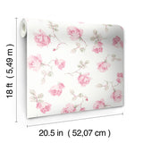 York Chateau Rose Ribbon Rosa Peel & Stick Wallpaper