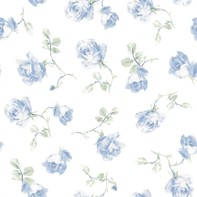 York French Blue Ribbon Rosa Peel & Stick Wallpaper