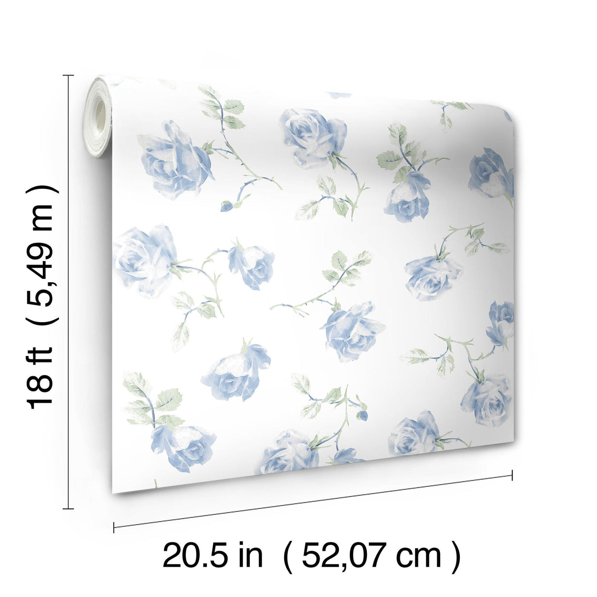 York French Blue Ribbon Rosa Peel & Stick Wallpaper