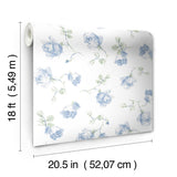York French Blue Ribbon Rosa Peel & Stick Wallpaper