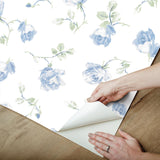 York French Blue Ribbon Rosa Peel & Stick Wallpaper
