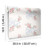 York Rosa Beaux Pastel Blue Peel & Stick Wallpaper
