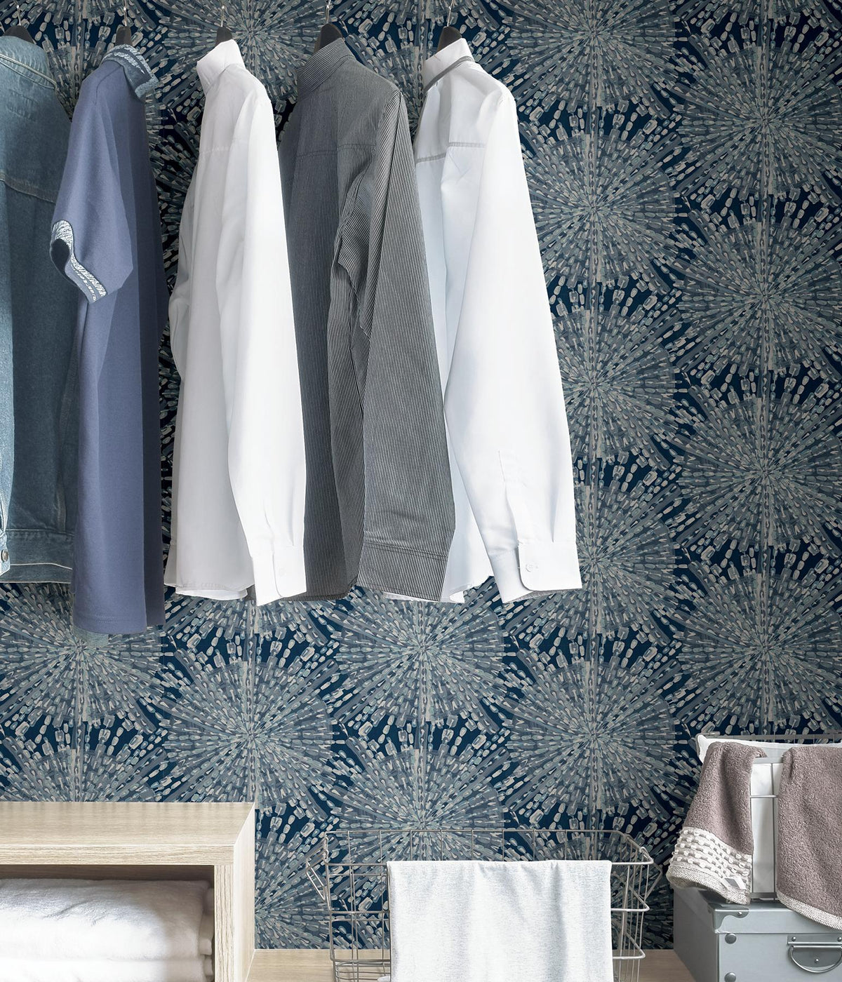 York Navy Sunburst Peel & Stick Wallpaper
