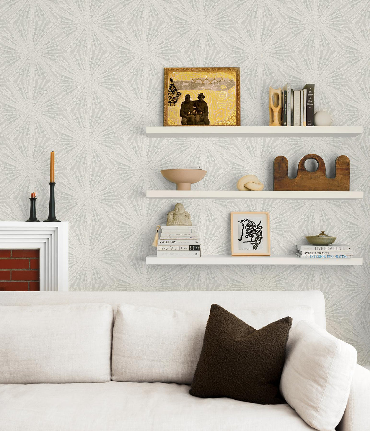 York Silver Sunburst Peel & Stick Wallpaper