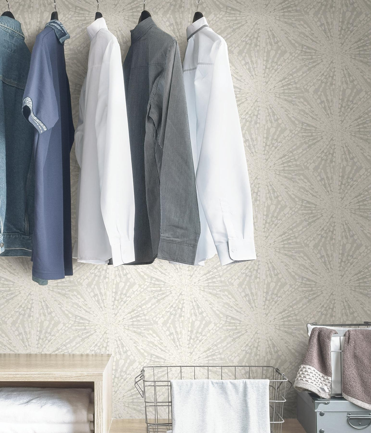 York Silver Sunburst Peel & Stick Wallpaper