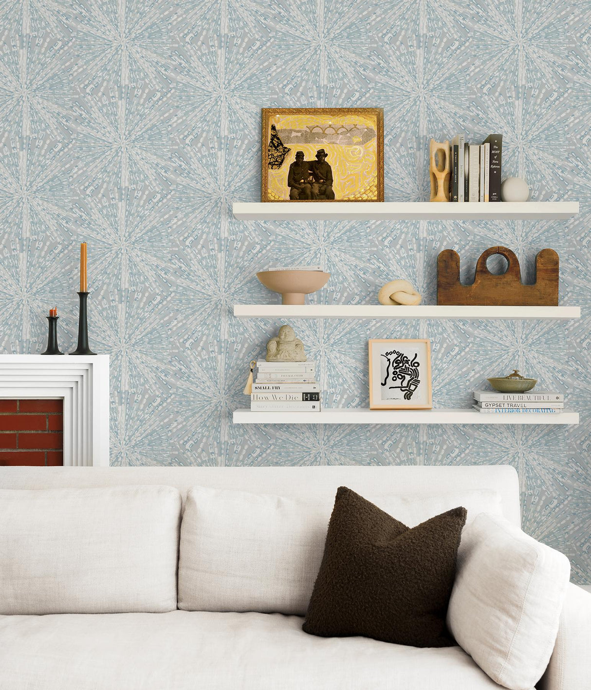 York Grey Blue Sunburst Peel & Stick Wallpaper