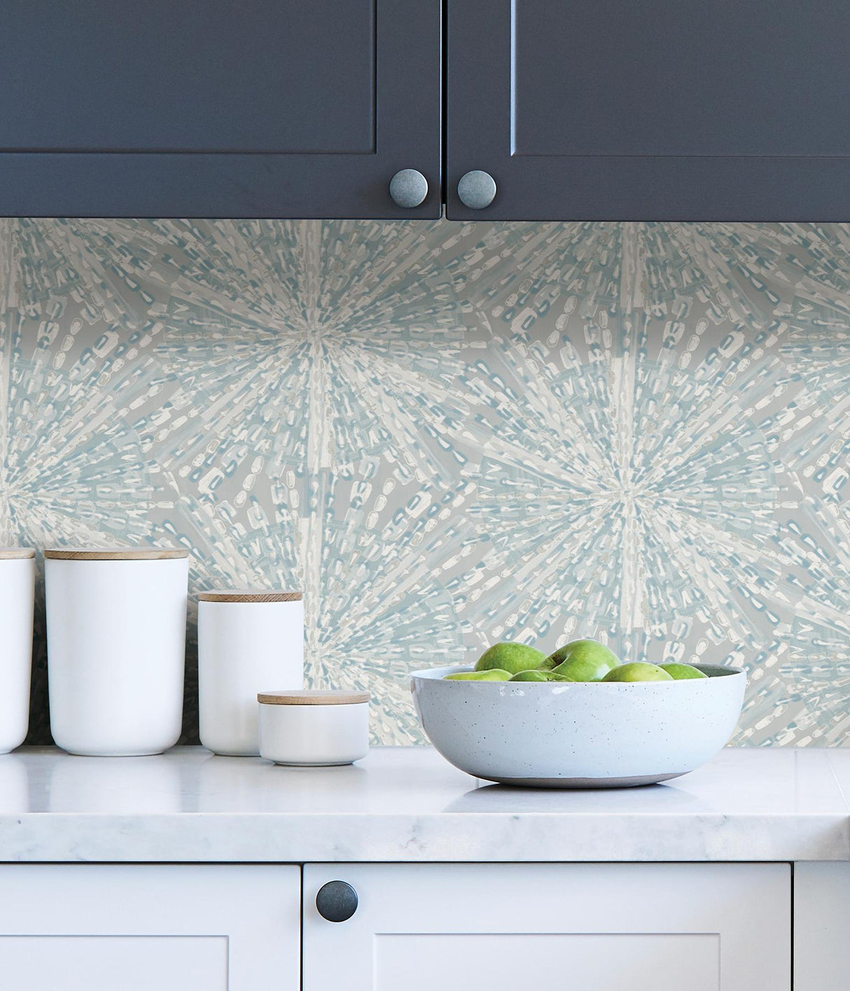 York Grey Blue Sunburst Peel & Stick Wallpaper