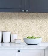 York Soft Gold Sunburst Peel & Stick Wallpaper