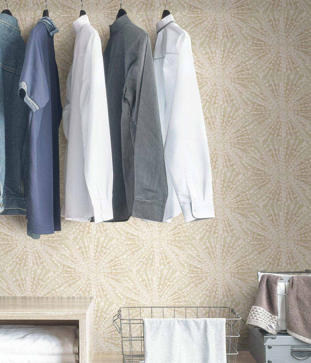 York Soft Gold Sunburst Peel & Stick Wallpaper