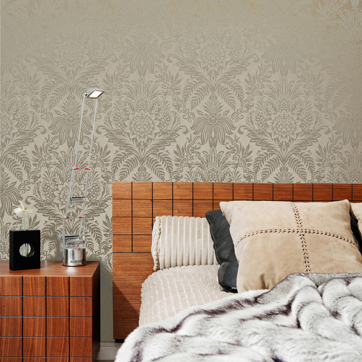 York Signature Beige Damask Wallpaper