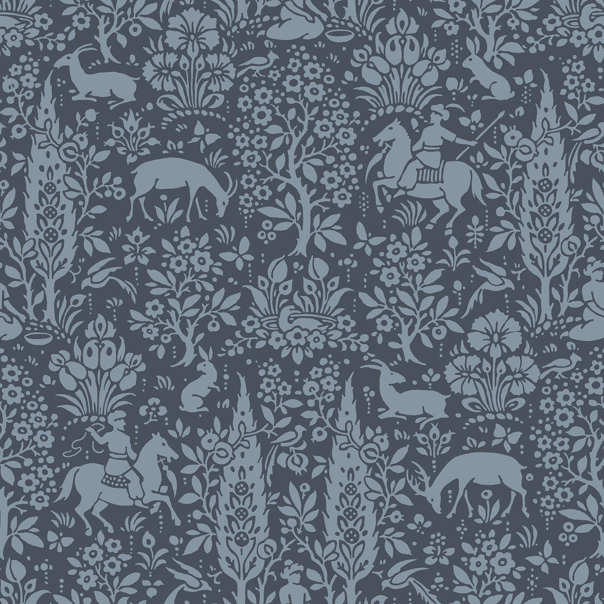 York Sherwood Dark Blue Woodland Wallpaper