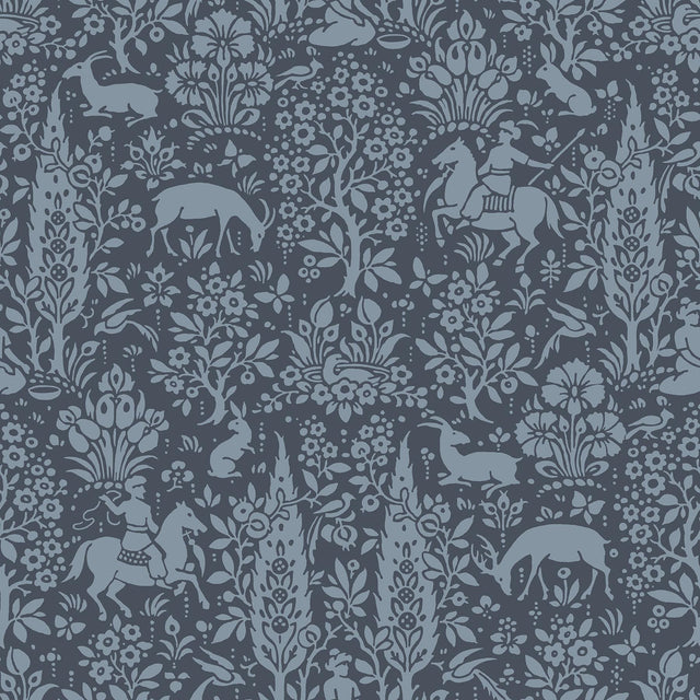 York Sherwood Dark Blue Woodland Wallpaper