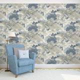 York Ordos Blue Eastern Toile Wallpaper