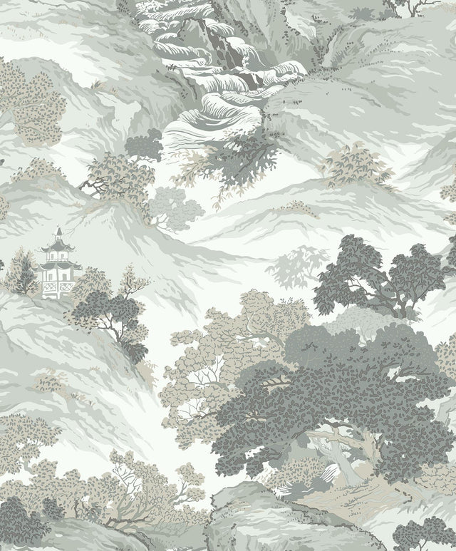 York Ordos Light Green Eastern Toile Wallpaper