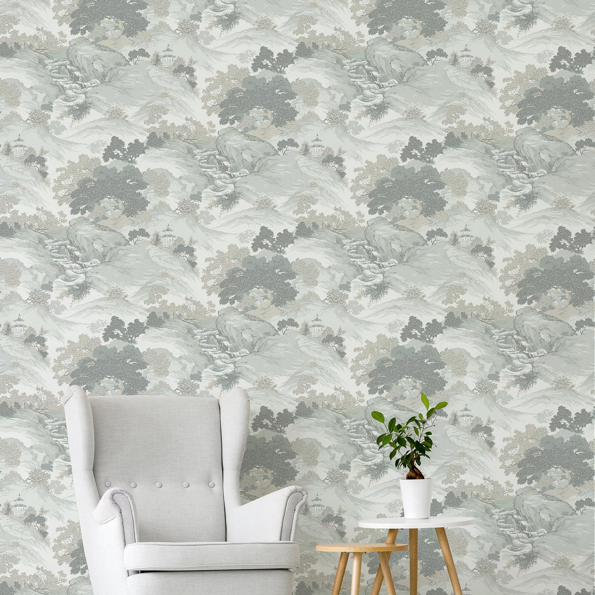 York Ordos Light Green Eastern Toile Wallpaper
