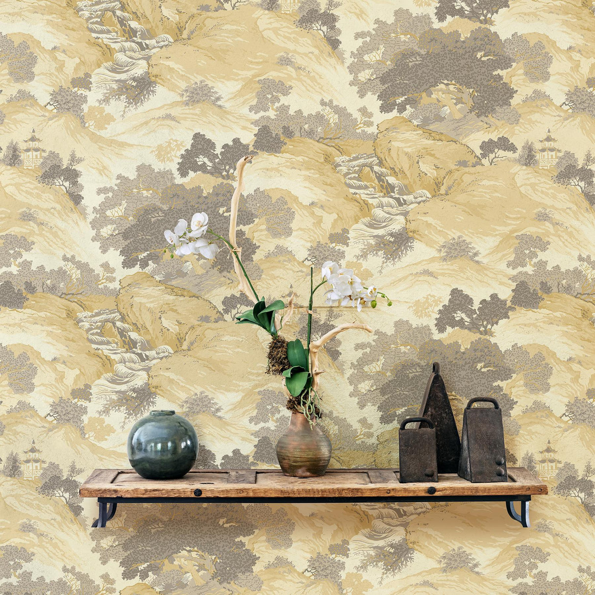 York Ordos Yellow Eastern Toile Wallpaper