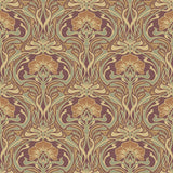 York Donovan Burnt Sienna Nouveau Floral Wallpaper